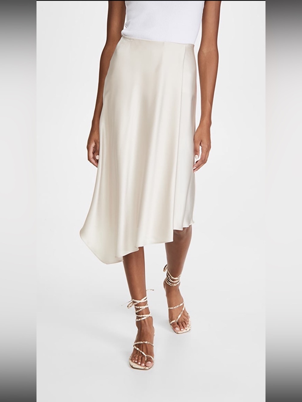 NWT alice + olivia Jayla Midi Skirt Champagne Silk Size 4